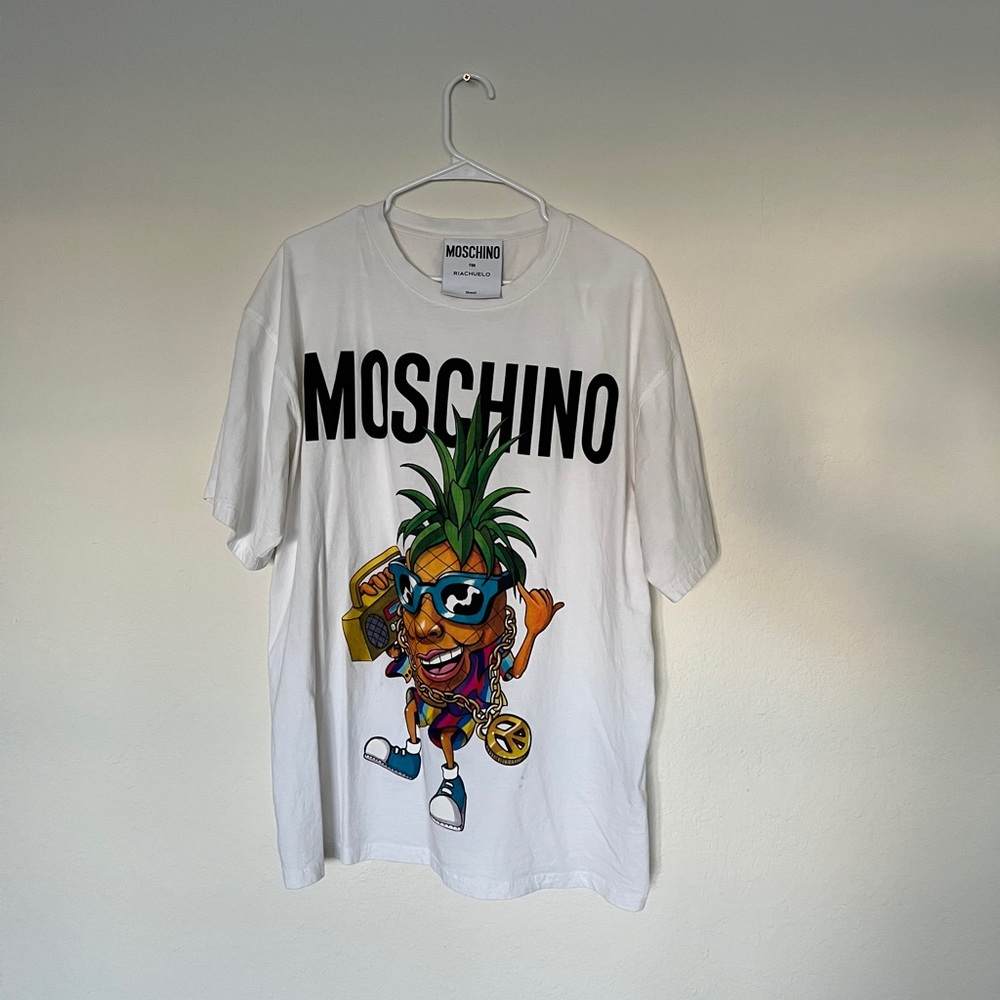 Moschino OVERSIZED Pineapple Print Logo Graphic Tee Size M